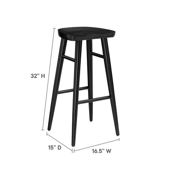 Modway Furniture Saville Backless Wood Bar Stools Set of 2 - Modern Minimalist Design for Kitchen and Bar Use Black EEI-6740-BLK