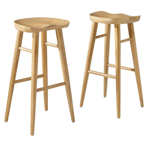 Modway Furniture Saville Backless Wood Bar Stools Set of 2 - Modern Minimalist Design for Kitchen and Bar Use Oak EEI-6740-OAK