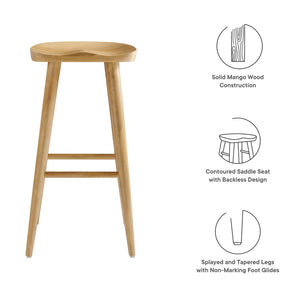 Modway Furniture Saville Backless Wood Bar Stools Set of 2 - Modern Minimalist Design for Kitchen and Bar Use Oak EEI-6740-OAK