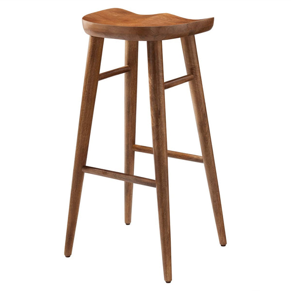 Modway Furniture Saville Backless Wood Bar Stools Set of 2 - Modern Minimalist Design for Kitchen and Bar Use Walnut EEI-6740-WAL