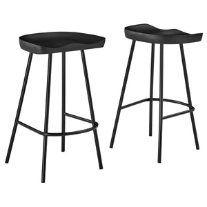 Modway Furniture Concord Backless Counter Stools Set of 2 - Ergonomic Mango Wood with Durable Metal Legs for Style Black EEI-6741-BLK