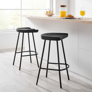 Modway Furniture Concord Backless Counter Stools Set of 2 - Ergonomic Mango Wood with Durable Metal Legs for Style Black EEI-6741-BLK
