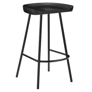 Modway Furniture Concord Backless Counter Stools Set of 2 - Ergonomic Mango Wood with Durable Metal Legs for Style Black EEI-6741-BLK