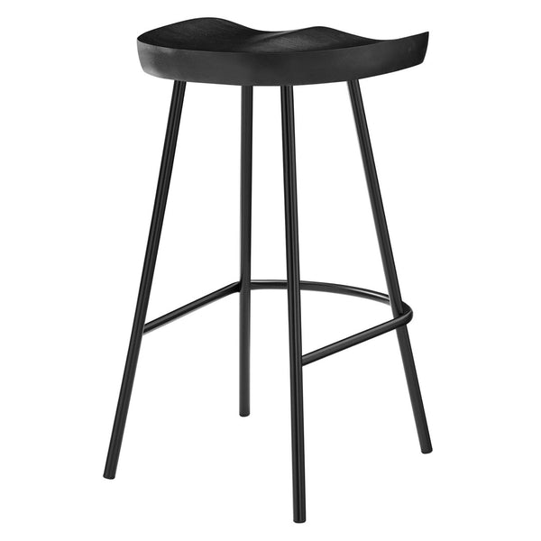 Modway Furniture Concord Backless Counter Stools Set of 2 - Ergonomic Mango Wood with Durable Metal Legs for Style Black EEI-6741-BLK