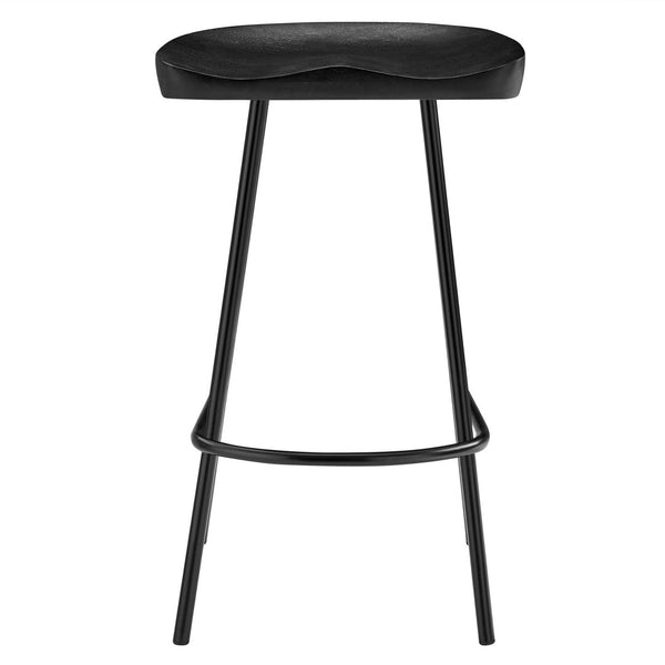 Modway Furniture Concord Backless Counter Stools Set of 2 - Ergonomic Mango Wood with Durable Metal Legs for Style Black EEI-6741-BLK