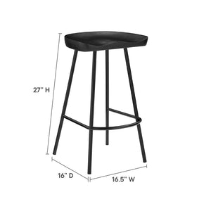 Modway Furniture Concord Backless Counter Stools Set of 2 - Ergonomic Mango Wood with Durable Metal Legs for Style Black EEI-6741-BLK