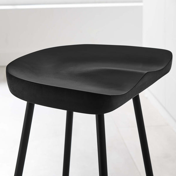 Modway Furniture Concord Backless Counter Stools Set of 2 - Ergonomic Mango Wood with Durable Metal Legs for Style Black EEI-6741-BLK