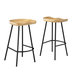 Modway Furniture Concord Backless Counter Stools Set of 2 - Ergonomic Mango Wood with Durable Metal Legs for Style Oak EEI-6741-OAK