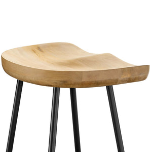 Modway Furniture Concord Backless Counter Stools Set of 2 - Ergonomic Mango Wood with Durable Metal Legs for Style Oak EEI-6741-OAK