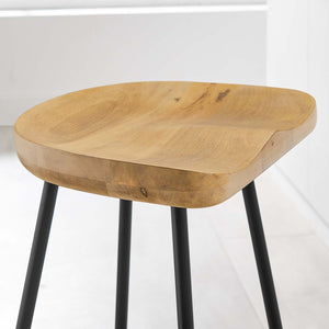 Modway Furniture Concord Backless Counter Stools Set of 2 - Ergonomic Mango Wood with Durable Metal Legs for Style Oak EEI-6741-OAK