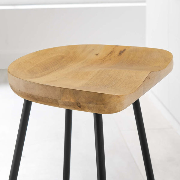 Modway Furniture Concord Backless Counter Stools Set of 2 - Ergonomic Mango Wood with Durable Metal Legs for Style Oak EEI-6741-OAK