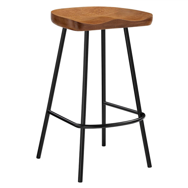 Modway Furniture Concord Backless Counter Stools Set of 2 - Ergonomic Mango Wood with Durable Metal Legs for Style Walnut EEI-6741-WAL