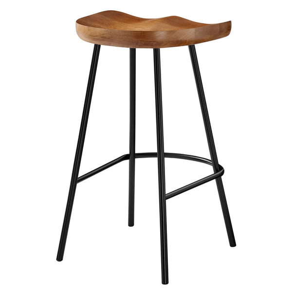 Modway Furniture Concord Backless Counter Stools Set of 2 - Ergonomic Mango Wood with Durable Metal Legs for Style Walnut EEI-6741-WAL