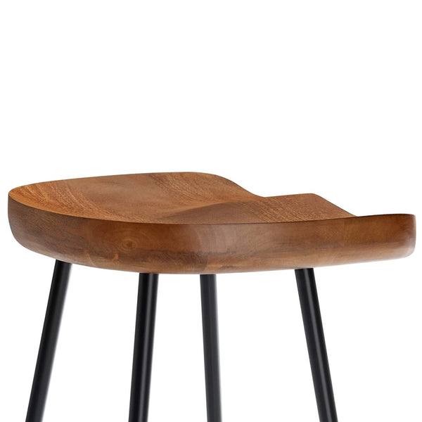 Modway Furniture Concord Backless Counter Stools Set of 2 - Ergonomic Mango Wood with Durable Metal Legs for Style Walnut EEI-6741-WAL