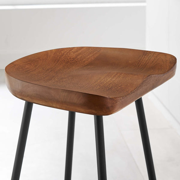 Modway Furniture Concord Backless Counter Stools Set of 2 - Ergonomic Mango Wood with Durable Metal Legs for Style Walnut EEI-6741-WAL