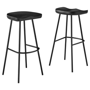 Modway Furniture Concord Backless Wood Bar Stools Set of 2 - Stylish Mango Wood Design for Modern Home Spaces Black EEI-6742-BLK