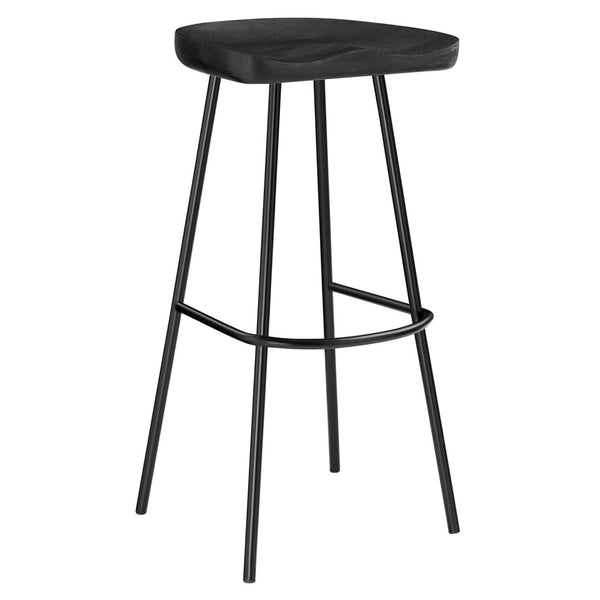 Modway Furniture Concord Backless Wood Bar Stools Set of 2 - Stylish Mango Wood Design for Modern Home Spaces Black EEI-6742-BLK