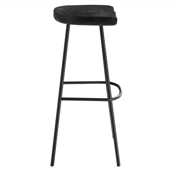 Modway Furniture Concord Backless Wood Bar Stools Set of 2 - Stylish Mango Wood Design for Modern Home Spaces Black EEI-6742-BLK
