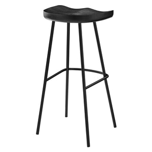 Modway Furniture Concord Backless Wood Bar Stools Set of 2 - Stylish Mango Wood Design for Modern Home Spaces Black EEI-6742-BLK