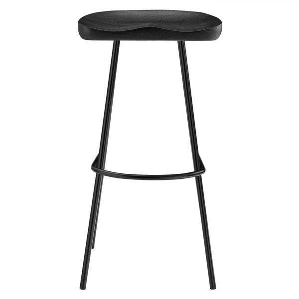 Modway Furniture Concord Backless Wood Bar Stools Set of 2 - Stylish Mango Wood Design for Modern Home Spaces Black EEI-6742-BLK
