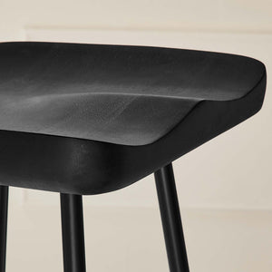 Modway Furniture Concord Backless Wood Bar Stools Set of 2 - Stylish Mango Wood Design for Modern Home Spaces Black EEI-6742-BLK