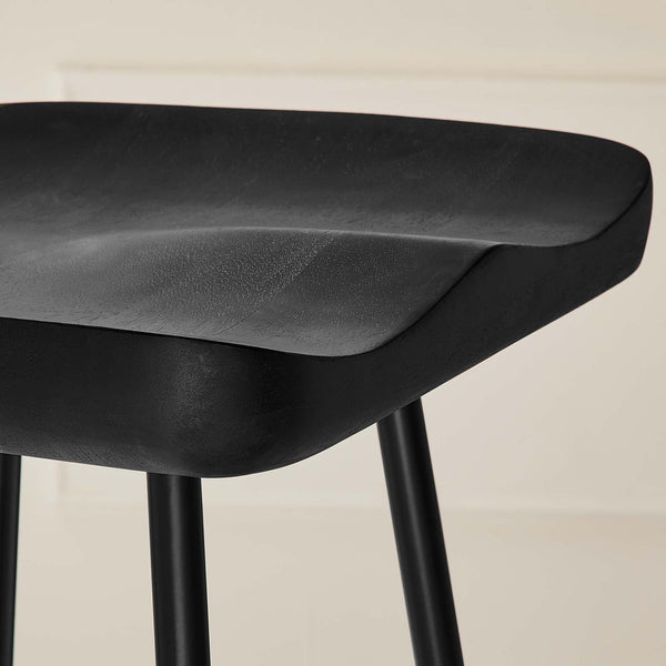 Modway Furniture Concord Backless Wood Bar Stools Set of 2 - Stylish Mango Wood Design for Modern Home Spaces Black EEI-6742-BLK