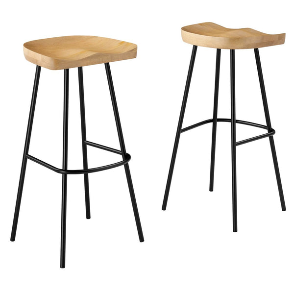 Modway Furniture Concord Backless Wood Bar Stools Set of 2 - Stylish Mango Wood Design for Modern Home Spaces Oak EEI-6742-OAK