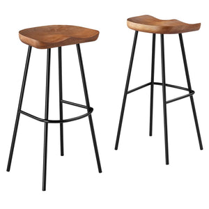 Modway Furniture Concord Backless Wood Bar Stools Set of 2 - Stylish Mango Wood Design for Modern Home Spaces Walnut EEI-6742-WAL