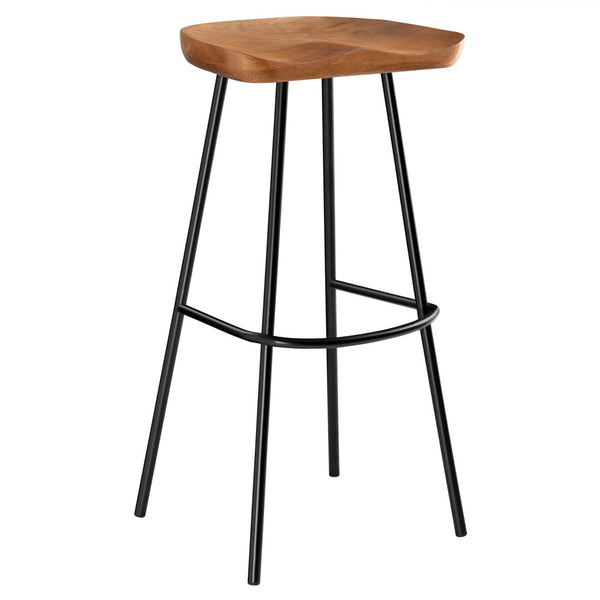 Modway Furniture Concord Backless Wood Bar Stools Set of 2 - Stylish Mango Wood Design for Modern Home Spaces Walnut EEI-6742-WAL