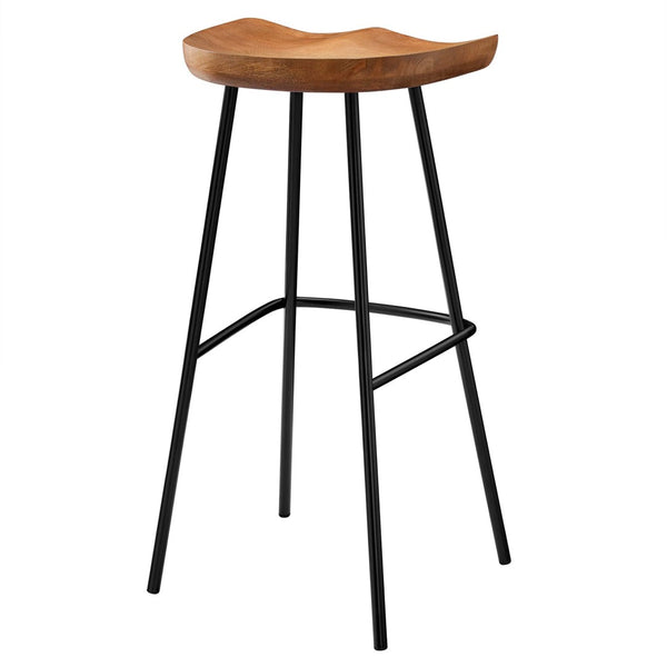 Modway Furniture Concord Backless Wood Bar Stools Set of 2 - Stylish Mango Wood Design for Modern Home Spaces Walnut EEI-6742-WAL