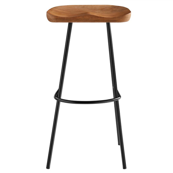 Modway Furniture Concord Backless Wood Bar Stools Set of 2 - Stylish Mango Wood Design for Modern Home Spaces Walnut EEI-6742-WAL