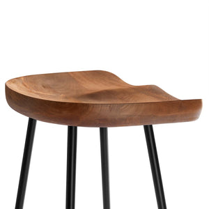 Modway Furniture Concord Backless Wood Bar Stools Set of 2 - Stylish Mango Wood Design for Modern Home Spaces Walnut EEI-6742-WAL