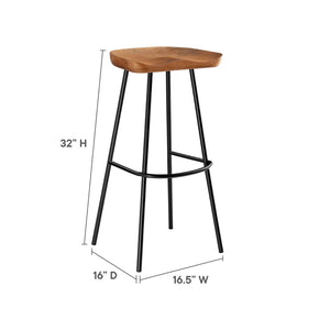 Modway Furniture Concord Backless Wood Bar Stools Set of 2 - Stylish Mango Wood Design for Modern Home Spaces Walnut EEI-6742-WAL