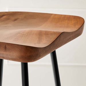 Modway Furniture Concord Backless Wood Bar Stools Set of 2 - Stylish Mango Wood Design for Modern Home Spaces Walnut EEI-6742-WAL