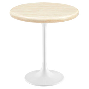 Modway Furniture Lippa 20" Round Artificial Travertine Side Table EEI-6745-WHI-TRA