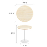 Modway Furniture Lippa 20" Round Artificial Travertine Side Table EEI-6745-WHI-TRA