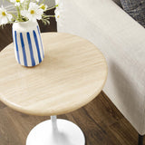 Modway Furniture Lippa 20" Round Artificial Travertine Side Table EEI-6745-WHI-TRA