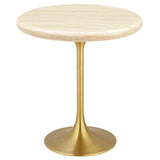 Modway Furniture Lippa 20" Round Artificial Travertine Side Table EEI-6746-GLD-TRA