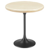 Modway Furniture Lippa 20" Round Artificial Travertine Side Table EEI-6747-BLK-TRA