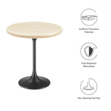 Modway Furniture Lippa 20" Round Artificial Travertine Side Table EEI-6747-BLK-TRA