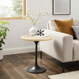 Modway Furniture Lippa 20" Round Artificial Travertine Side Table EEI-6747-BLK-TRA