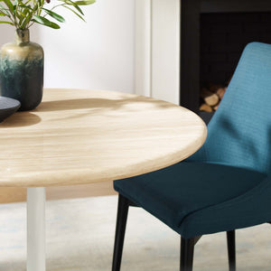 Modway Furniture Lippa 36" Round Faux Travertine Dining Table - Modern Design for Small Spaces & Daily Use EEI-6748-WHI-TRA