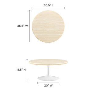 Modway Furniture Lippa 36" Round Faux Travertine Coffee Table - Modern Minimalist Design for Stylish Living Spaces EEI-6749-WHI-TRA