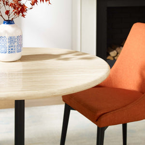 Modway Furniture Lippa 36" Round Faux Travertine Dining Table - Modern Design, Compact Seating for Four, Black Base EEI-6750-BLK-TRA