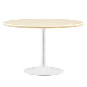 Modway Furniture Lippa 48" Round Artificial Travertine Dining Table EEI-6754-WHI-TRA