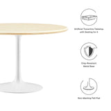 Modway Furniture Lippa 48" Round Artificial Travertine Dining Table EEI-6754-WHI-TRA