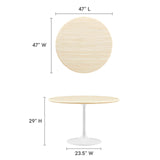 Modway Furniture Lippa 48" Round Artificial Travertine Dining Table EEI-6754-WHI-TRA