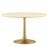 Modway Furniture Lippa 48" Round Artificial Travertine Dining Table EEI-6756-GLD-TRA