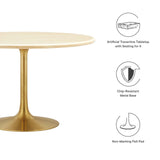 Modway Furniture Lippa 48" Round Artificial Travertine Dining Table EEI-6756-GLD-TRA