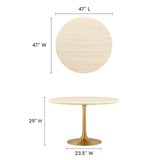 Modway Furniture Lippa 48" Round Artificial Travertine Dining Table EEI-6756-GLD-TRA